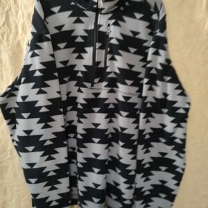 Duluth Trading Co Black and Gray Patterned Zip-Up Sweater